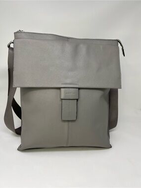 Calvin Klein Light Gray Fold-Top Messenger Bag